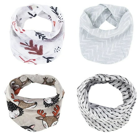 My Soft Life# 4pcs Muslin Infinity Scarf Bib Fashion Design Newborn Baby Burp Set Cloth 02030809