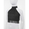 thumbnail image 5 of Miutii Kids Girls Halter Tassel Modern Latin Ballet Dance Crop Tops Sleeveless Layered Fringe Vest Ballroom Shirts Black 14, 5 of 7