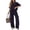 *Purple, variant on ClodeEU Women's 2 Piece Casual Set ,Embroidered Short Sleeve Top and Wide Leg Pants ,Solid Color Lounge Outfit Beige,Women's Plus L