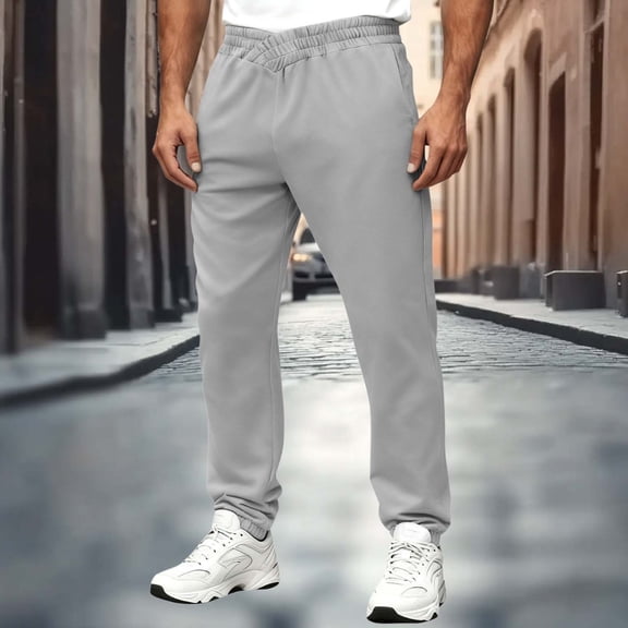 XUNKUSGA Mens Sweatpants Fashion Cross Elastic Waist Sweatpants for Men Classic Casual Joggers for Men Comfortable Lightweight Cinch Bottom Men's Pants S-2XL Gray