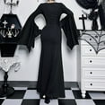 thumbnail image 3 of Gothic Halloween Dress Women's Sheath Witch Vintage Batwing Sleeve V Neck Long Mermaid Formal Gown Evening Dresses, 3 of 10
