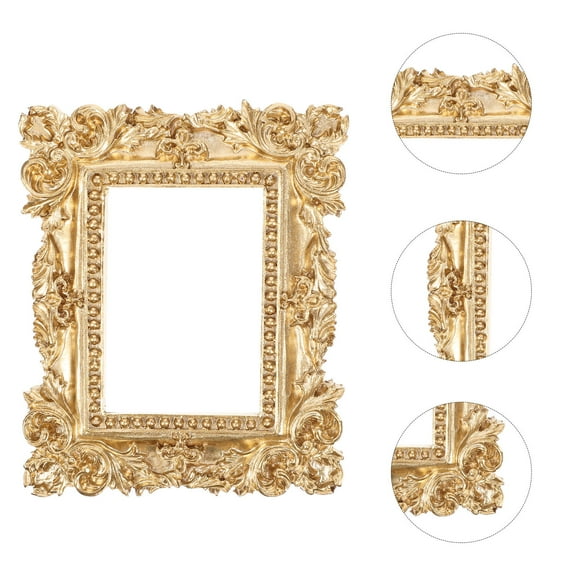 HAKIDZEL Golden Resin Photo Frame 2Pcs 3.7X3.1X0.3In For Wall Decor