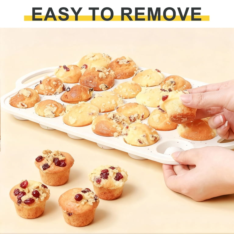GARITIN 24-Cup Silicone Mini Muffin Pan with Metal Frame photo 6