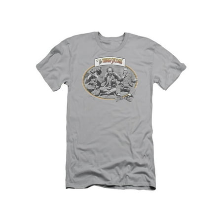 

Three Stooges Slapstick Comedic Group Monkey See Monkey Do Adult Slim T-Shirt