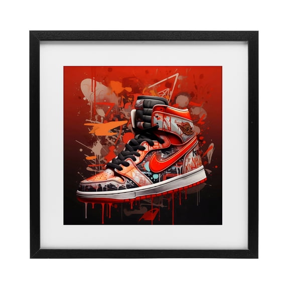Stupell Industries Modern Shades Of Red Sneaker Black Framed Print Under Glass, 13 x 13, by Creative Studio