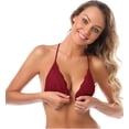thumbnail image 2 of Brasier Triangular Bordado para Mujer, Cierre Frontal, sin Varillas, Ligeramente Forrado, Encaje Rojo vino XL Rojo vino XL Xishao ropa, 2 of 2