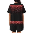 thumbnail image 3 of Lsque Red Glitter1 Women's Short-Sleeved Pajama Set - 2 Piece Soft and Lightweight Sleepwear Set-Large, 3 of 9