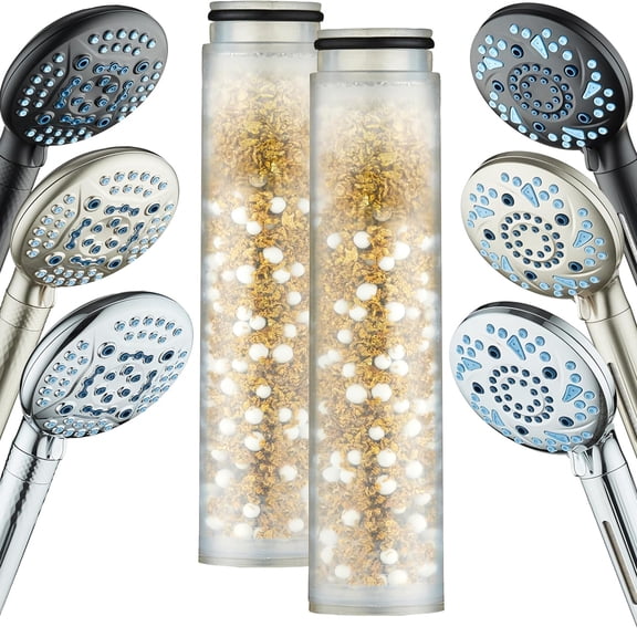HIBIBUD 2-Pack American Kdf Pure Shower Filter Replacement Cartridges | High-Efficiency Design for Handheld Shower Heads. Filters Chlorine & Toxins, Softens Hard Water for Healthy Skin and Hair.