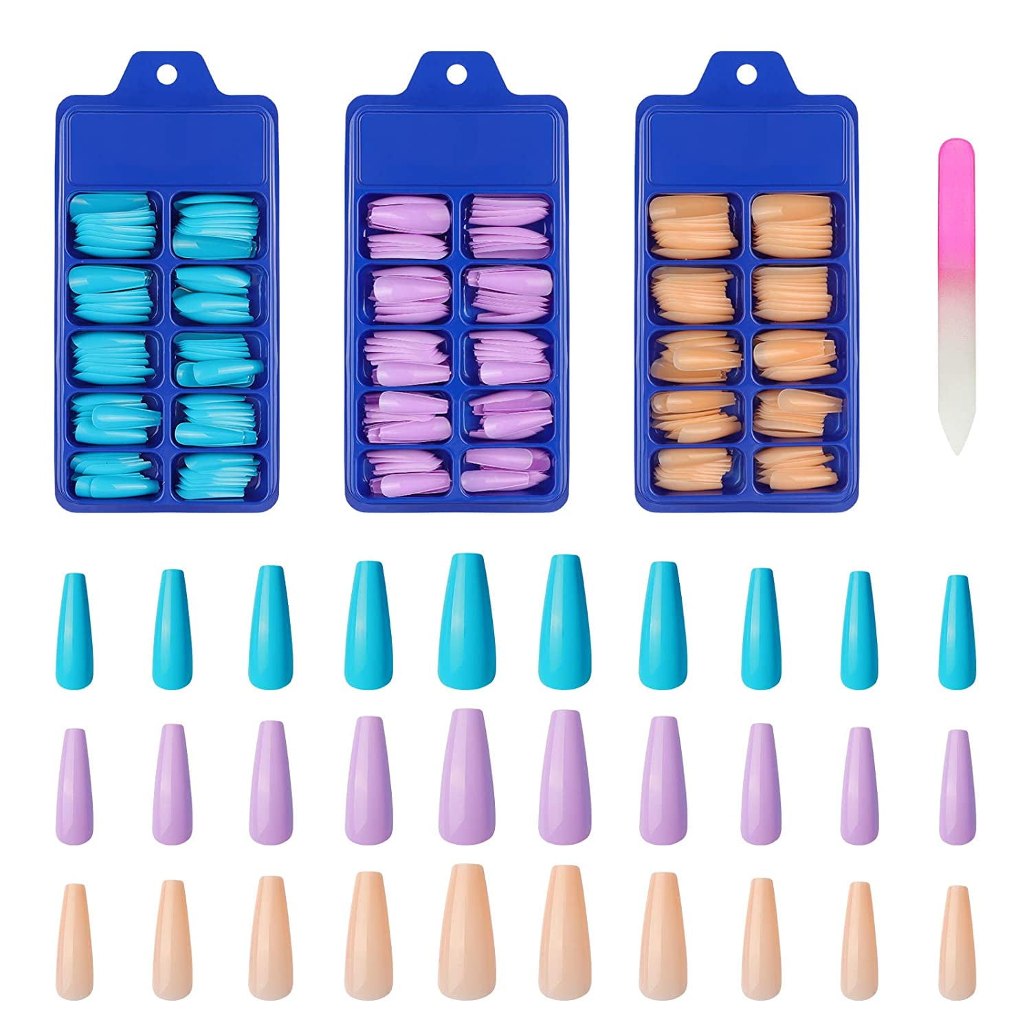 JosLiki Extra Long Press on Nails Coffin Fake Nails Ballerina Full