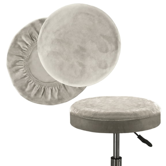 Bar Stool Cover, Circular Elastic Chair Seat Protector for Pub Counter and Dining Furniture Cushion for Home and Bistro Decorating with Breathable Fabric Material Beige