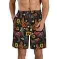 thumbnail image 2 of Uemuo Sunflower Rooster Pattern Men's Swim Trunks Hawaiian Beach Bathing Suit Swimsuits Beach Quick-Dry Shorts with Pockets-X-Large, 2 of 9