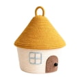 thumbnail image 2 of Japceit 9X7In House Shaped Storage Basket With Lid, Cute Desktop Organizer, Cotton Woven Bin, Portable Vanity Caddy For Cosmetics, Small Trinkets Bedroom Tidy, Decorative Container, 2 of 7