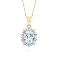 thumbnail image 3 of RYLOS Women's 14K Yellow Gold Princess Diana Inspired Ring & Necklace W/ 18" Chain Gemstone & Diamonds 9X7MM Aquamarine March Birthstone . 2 PC Perfectly Matched Gold Jewelry Ring Size 9, 3 of 10