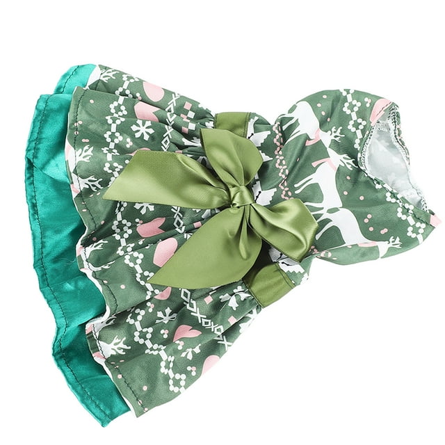 Celebrate In Style Fashionable Cute Christmas Theme Dog Dress With Heart Deer Pattern Perfect For Christmas Party And Daily Photoshoots Let Your Pup Shine In The Festivities