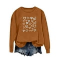 thumbnail image 2 of Mceream Valentines Chandails en Molleton pour Femmes Mode Imprimé Cœur Graphique Manches Longues Chemises Surdimensionnées Col Rond Chandail Tops Grande Taille Marron TG, 2 of 5