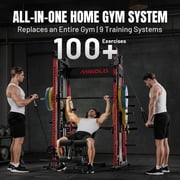 Mikolo M11 Smith Machine, Complete Starter Home Gym Package, 2200 lbs Power Rack with 230LBS Plates and Weight Bench, Total Body Strength Training Cage