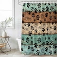 thumbnail image 6 of Teal Blue Brown Shower Curtain, Waterproof Shower Curtains for Bathroom, Rustic Farmhouse Dog Paw Vintage Washable Fabric Bathtub Curtain Set Bath Decor with 12 Hooks 48"x72", 6 of 6