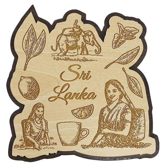 Printtoo Souvenir Sri Lanka Wooden Fridge Magnet Engraved Gift Collectibles