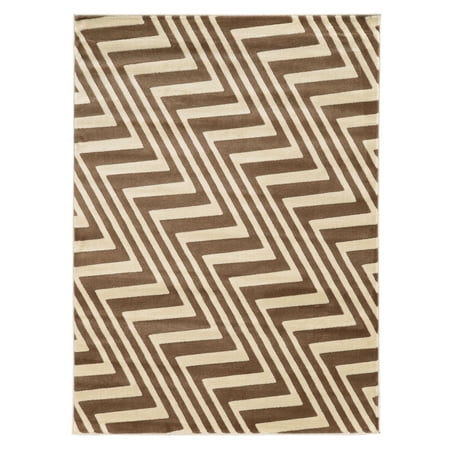 Linon Roma Zigzag Power Loomed Polypropylene 5'x7' Rug in Ivory