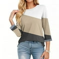 thumbnail image 3 of Fall Outfits for Women 2025 Tops Plus Size Large White 3/4 Sleeve Shirts Plus Size Striped Sweatshirt, 3 of 5