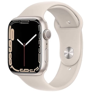 Rénovés Apple montre Series 7 Aluminium 45 mm (GPS Seulement, pas de cellules) Starlight (Catégorie B)