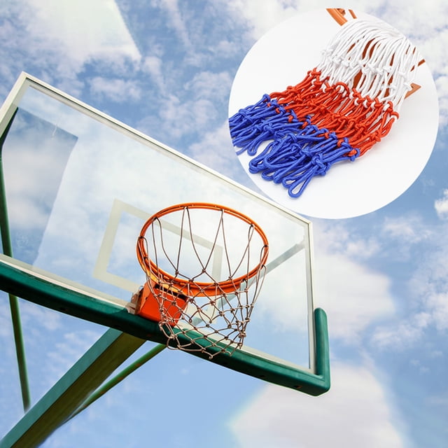 2Pcs Basketball Net Professional Durable Standard Wear-resistant Rainproof Sunscreen Nylon Red White Blue Tri-Color Basketball Hoop Net for Playgrounds