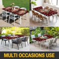thumbnail image 5 of Red Plaid Christmas Table Cloths for 6 Foot Rectangle Tables, Xmas Snowflake Birds Botanical Patio Waterproof Elastic Fitted Tablecloths, Washable Rectangular Table Cover for Camping, 5 of 8