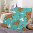thumbnail image 3 of Christmas Flannel Throw Blanket Gingerbread Man Cane Candy Print Soft Flannel Cozy Blanket Lightweight All Season Fuzzy Blanket for Living Room Couch Sofa Car, 3 of 5