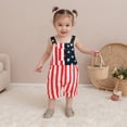 thumbnail image 5 of BemeyourBBs Toddler Baby Boy Girl 4th of July Outfit Patriot Independence Day Rompor Overalls American Flag Jumpsuit Star Stripe Print Suspender Pants Bib Overalls Summer Fourth of July Clothes, 5 of 9