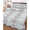 thumbnail image 3 of Quilts Twin XL Size, Teal Purple Floral Soft Comforter Bedding Set for Bed, Modern Abstract Art Spring Flowers Lightweight Quilted Bedspread with Pillow Cover(2 Pieces) for All Season, 68x98 Inch, 3 of 6
