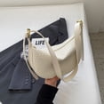 thumbnail image 4 of Bolso Bandolera para Mujer Bolso Media Tejido Color Sólido Bolso (Beige), 4 of 9