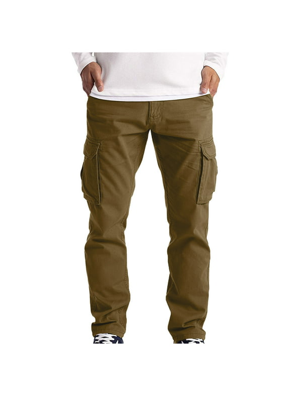 Botrong Men's Cargo Trousers Work Wear Combat Safety Cargo 6 Pocket Full Pants Gifts for Family on Clearance