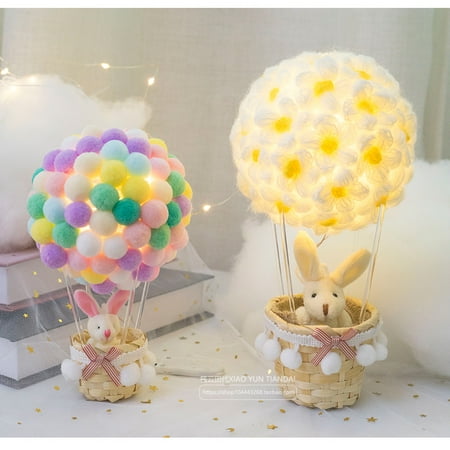 

Hot Air Balloon Night Light Handmade Table Desk Lamp Decorative Light With Rattan Basket For Home Lighting Decoration