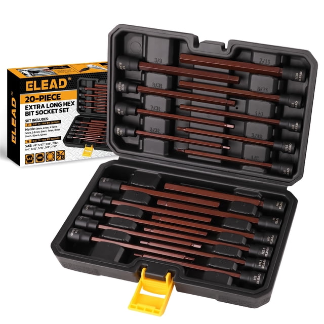 Juego de enchufes ELEAD Extra Long Allen Hex Bit, 20 piezas, 3/8 pulgadas