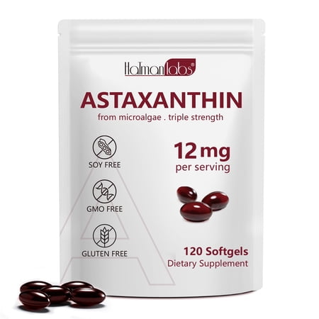 Astaxanthin Supplement 12mg - Natural Sources of Antioxidants, Supports Immune, Heart, Brain & Overall Wellness (120 Softgels, 4-Month Supply)