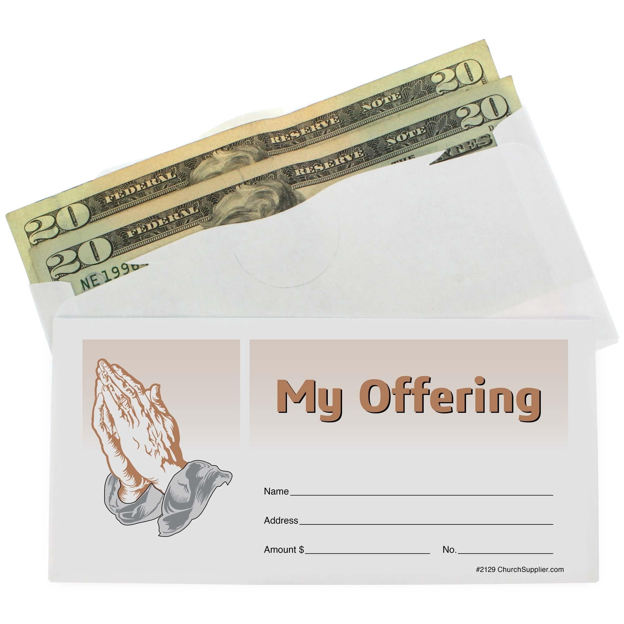 Praying Hands My Offering Envelopes Pkg of 200, Every Sunday Pew Envelopes
