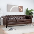thumbnail image 2 of 85.88 Inch Width Traditional 3 Seater , Dark Brown Pu, Square Arm, Removable Cushions, Classic Style For People, Arms, Pu Leather, Comfort And Combined, 2 of 5