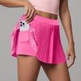 thumbnail image 4 of TTUHYWXI Pleated Tennis Skirt High Waisted Golf Skirts with Shorts Pockets Casual Workout Athletic Skorts for Woman (Hot Pink, XXL), 4 of 4