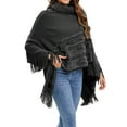 thumbnail image 5 of SHCKE Women Turtleneck Batwing Sleeve Sweater Lady Knitted Poncho Pullovers Sweater Winter Poncho Oversized Cape Women Shawl Wraps with Pearl Decor, 5 of 8