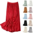 thumbnail image 5 of Lovskoo Women's Summer High Waist Pleated Chiffon Skirt Swing A Line Maxi Skirt Comfortable Plus Size Elastic Waist Skirt Beige, 5 of 5