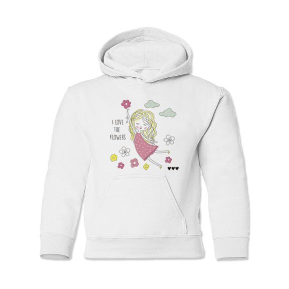 Girl Loves Flowers. Hoodie Juniors -Image by Shutterstock, Large