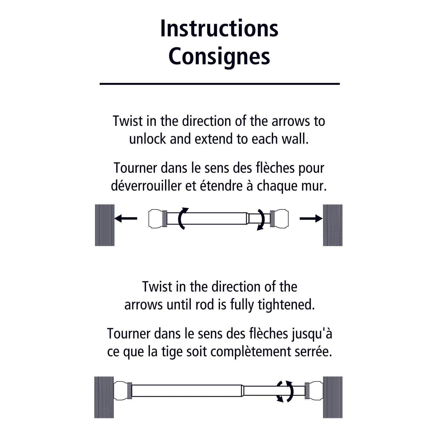Mainstays Adjustable Tension Shower Curtain Rod with Decorative Finials