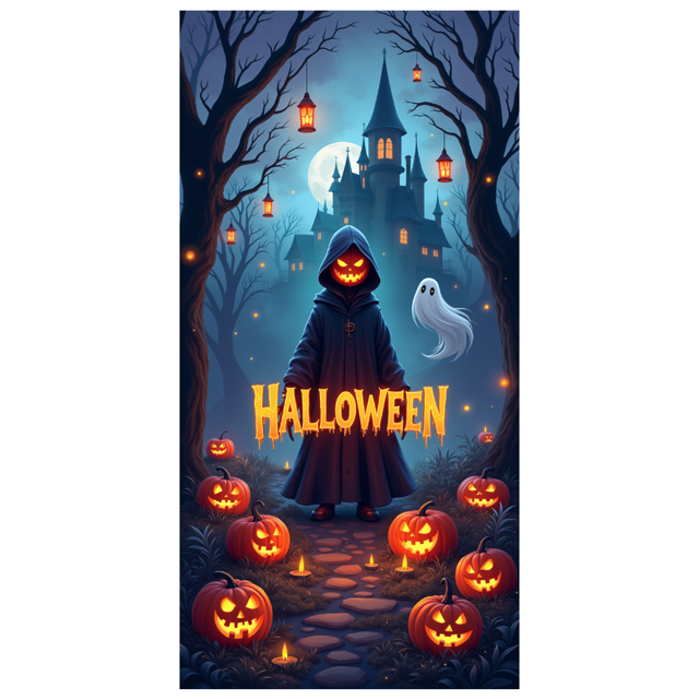 Spooky Gothic Pumpkin Banner Haunted Halloween Ghost for Holiday Decoration Party Decor Indoor Event