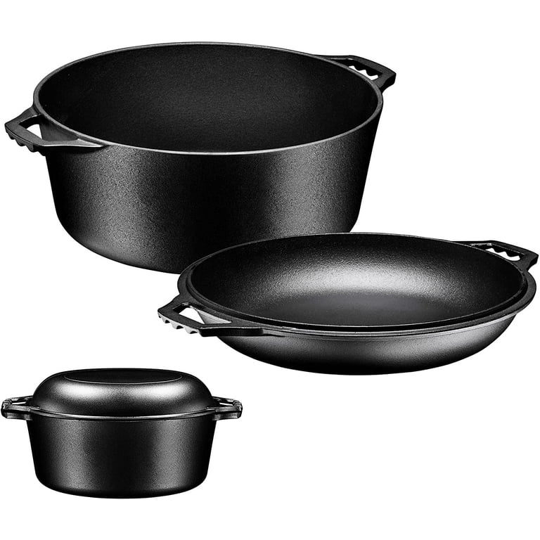 Bruntmor, 2 In 1 Double Dutch Oven And Domed Skillet Lid 7 Quart Pre