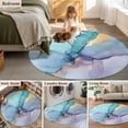 thumbnail image 6 of Teal Purple Marble Large Area Rugs for Bedroom Living Room, Soft Non Slip Carpet Bedside Rug, Modern Abstract Ink Painting Art Luxury Round Floor Cover Kitchen Accent Rug 4' for Dining Room/Office, 6 of 9
