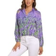thumbnail image 2 of Fields of Lavender Loose Blouse Nature Purple Flowers Simple Oversized Blouses Womens Long Sleeve Trendy Shirt Spring Print Tops, 2 of 7