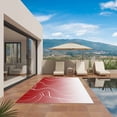 thumbnail image 3 of Red Geometric Outdoor Rug for Patio/Deck/Porch, Non-Slip Large Area Rug 5 x 8 Ft, Modern White Stripe Abstract Distortion Art Indoor Outdoor Rugs Washable Area Rugs, Camping Rug Carpet Runner, 3 of 8
