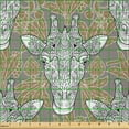 thumbnail image 2 of Ambesonne Giraffe Fabric by the Yard Microfiber, Doodle Heads, 2 Yards, Taupe Caramel White, 2 of 2