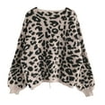 thumbnail image 4 of larppty Womens Y2k Bow Tie Front Cardigan Sweaters Oversized Fall Open Front Leopard Print Cardigans Cute Loose Knit Coats (Black, L), 4 of 5