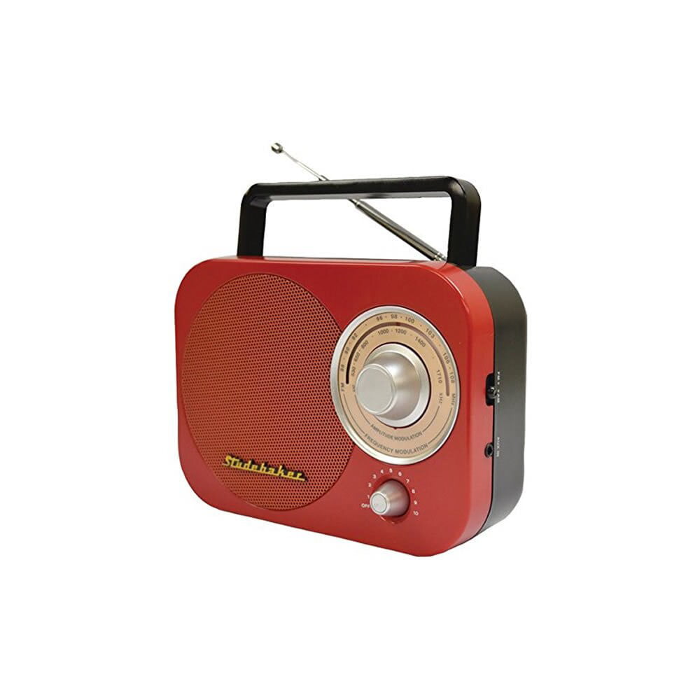 Red Studebaker SB2001 Portable AM/FM Radio 